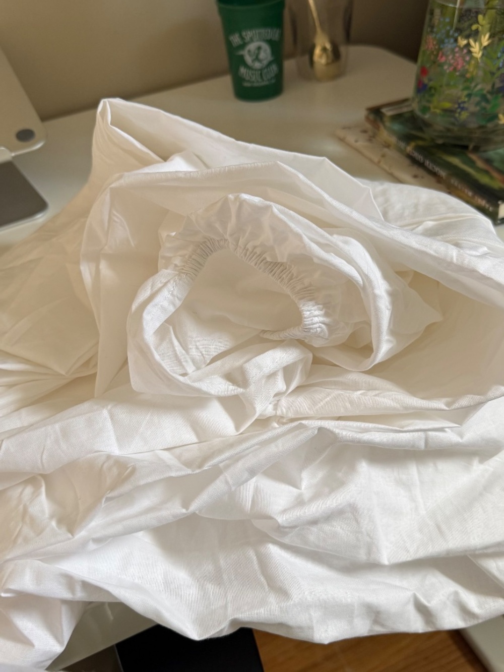 NEW NEVER USED French 100% Cotton Fitted Sheet – WHITE – European double size - Picture 2 of 6
